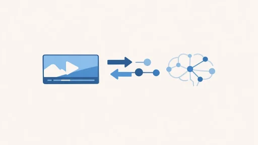 Illustration minimaliste représentant l’automatisation de la création de vidéos grâce à l’intelligence artificielle